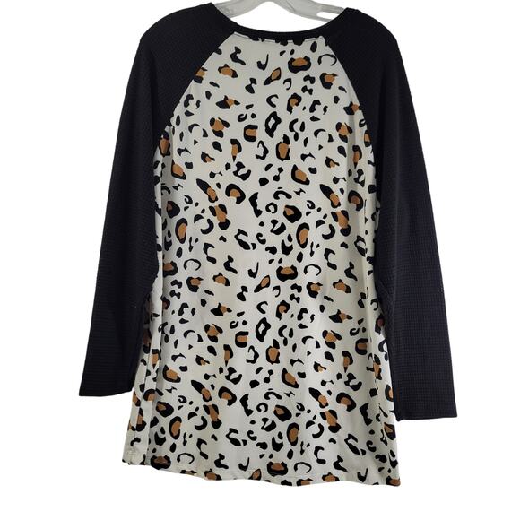 Sunshine & Rodeo Women's Leopard Waffle Knit Sleeve Blouse Size 2XL 122621-0419 - Picture 4 of 8